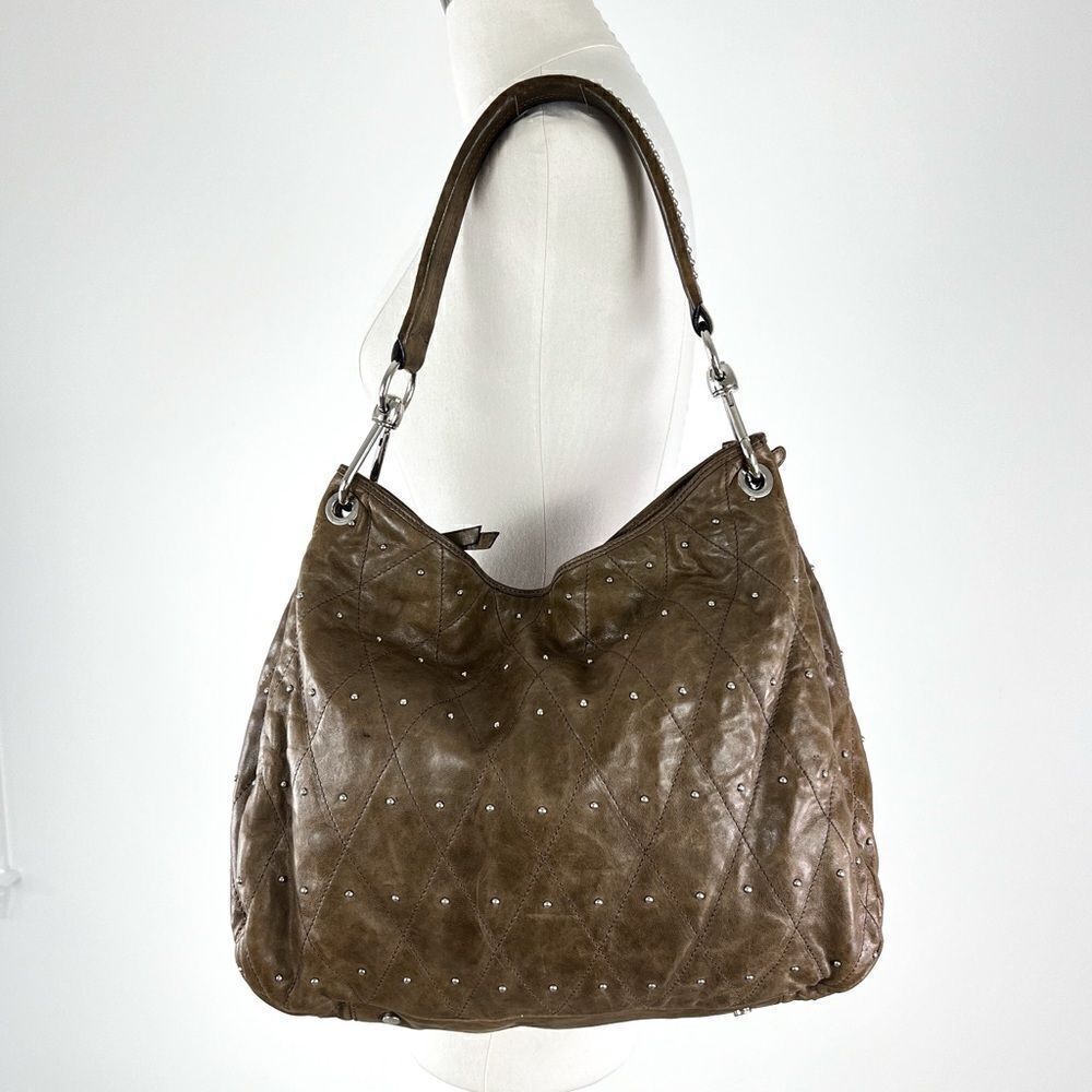 ABRO Hobo Taupe Leather Handbag Made in Italy
